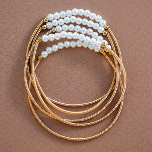 Boho Layered Spring Coil Guitar String Bracelet Set - 6025