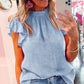 Flutter Sleeve Frilled Neck Textured Blouse