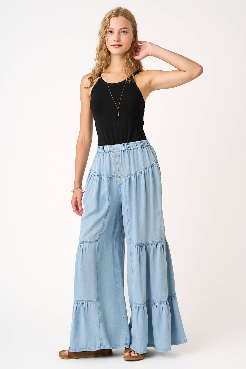Boho Tiered Denim Pants