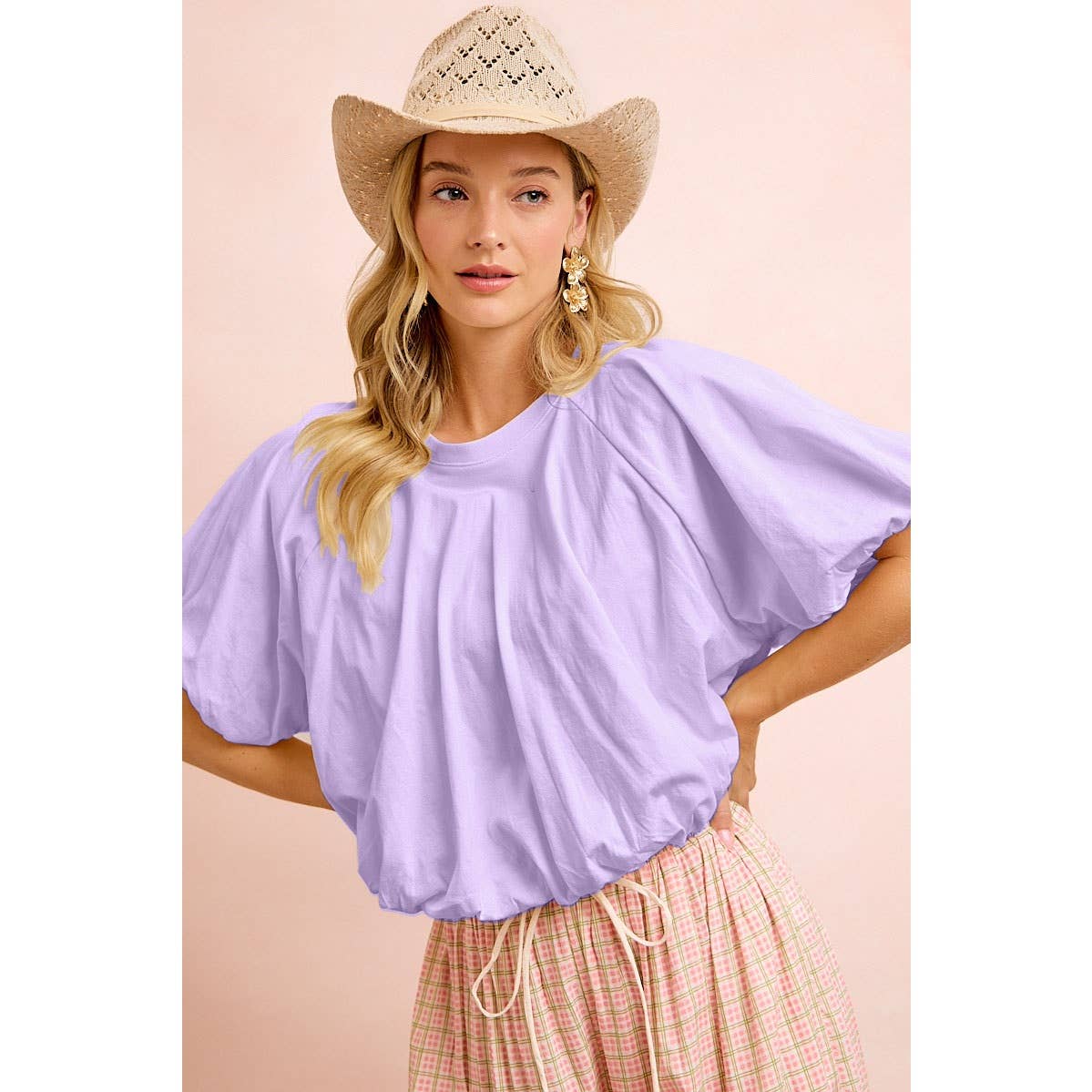 JERSEY BUBBLE SLEEVE TOP