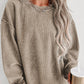 Custom Solid Ribbed Knit Round Neck Pullover Sweatshirt