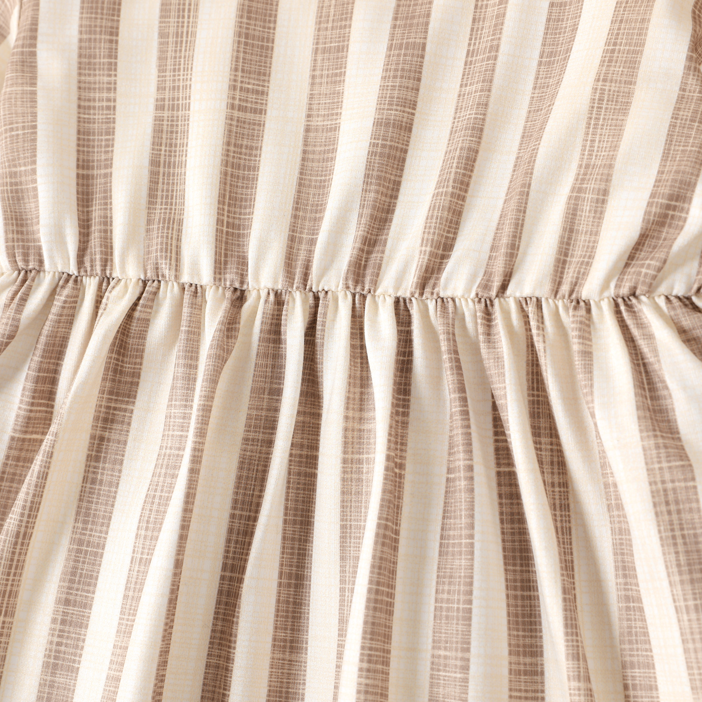 Baby Girl Ribbed Brown/White/Striped Long-sleeve Dress