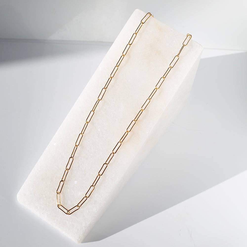 Tarnish Resistant Gold Paperclip Necklace 18 Inch