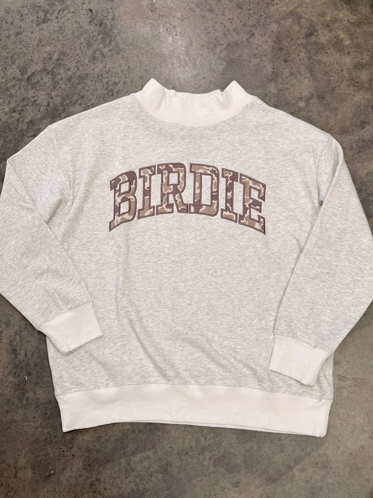 Camo Birdie Mock Neck Sweater