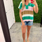 Color Block Notch V Neck Sweater T Shirt