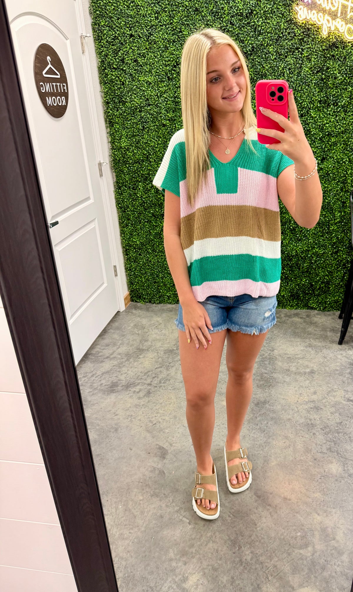 Color Block Notch V Neck Sweater T Shirt