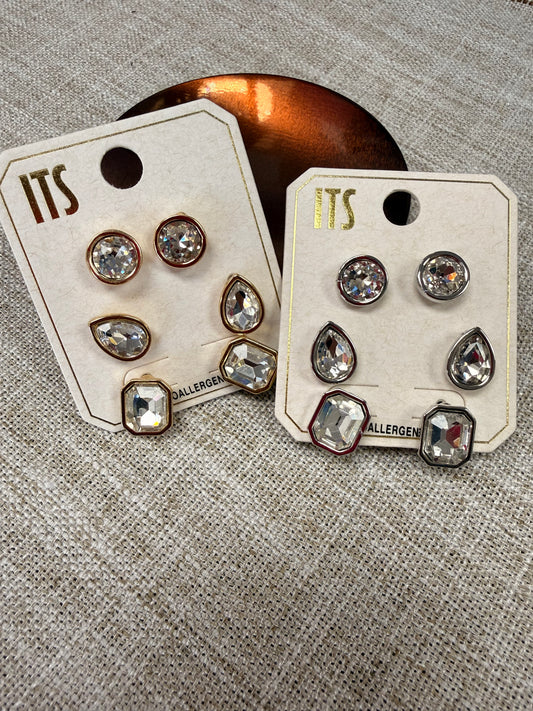 Crystal Trio stud sets