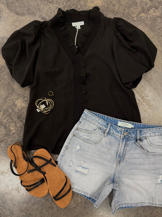Midnight Ruffles Top