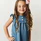 Kids Jean Floral Ruffle Button Summer Two Piece Set