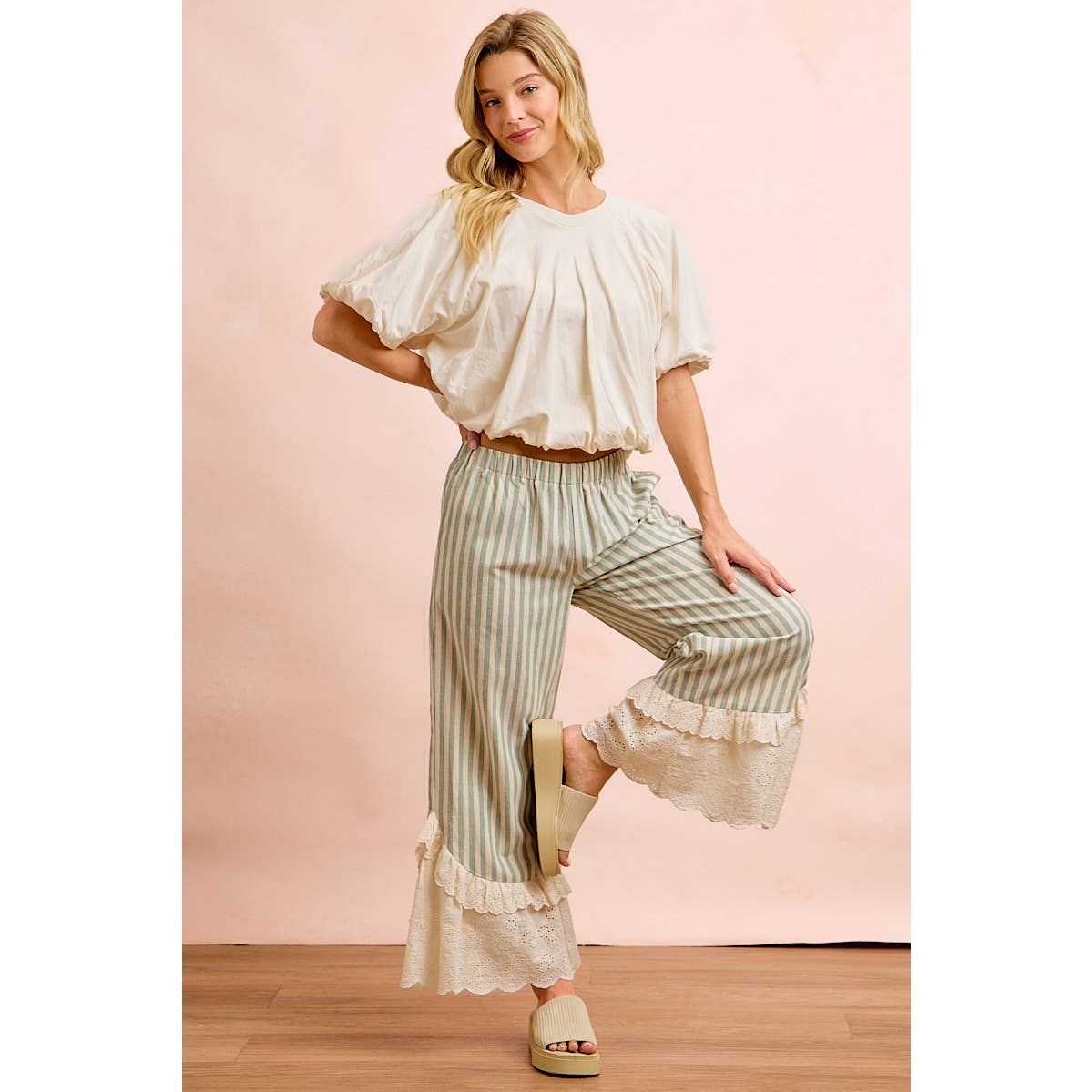 JERSEY BUBBLE SLEEVE TOP