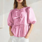 Poppi Front Tie Ribbon Blouse