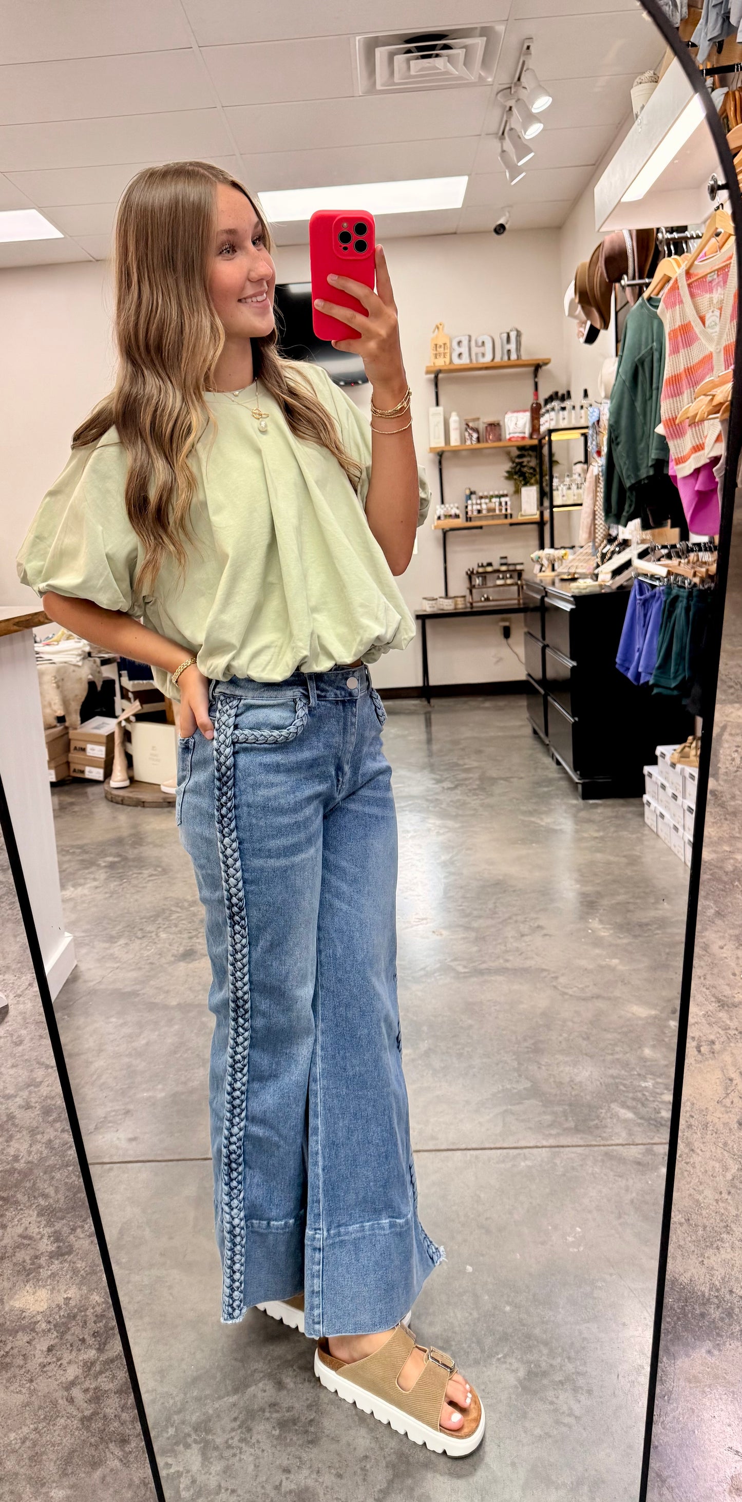 JERSEY BUBBLE SLEEVE TOP