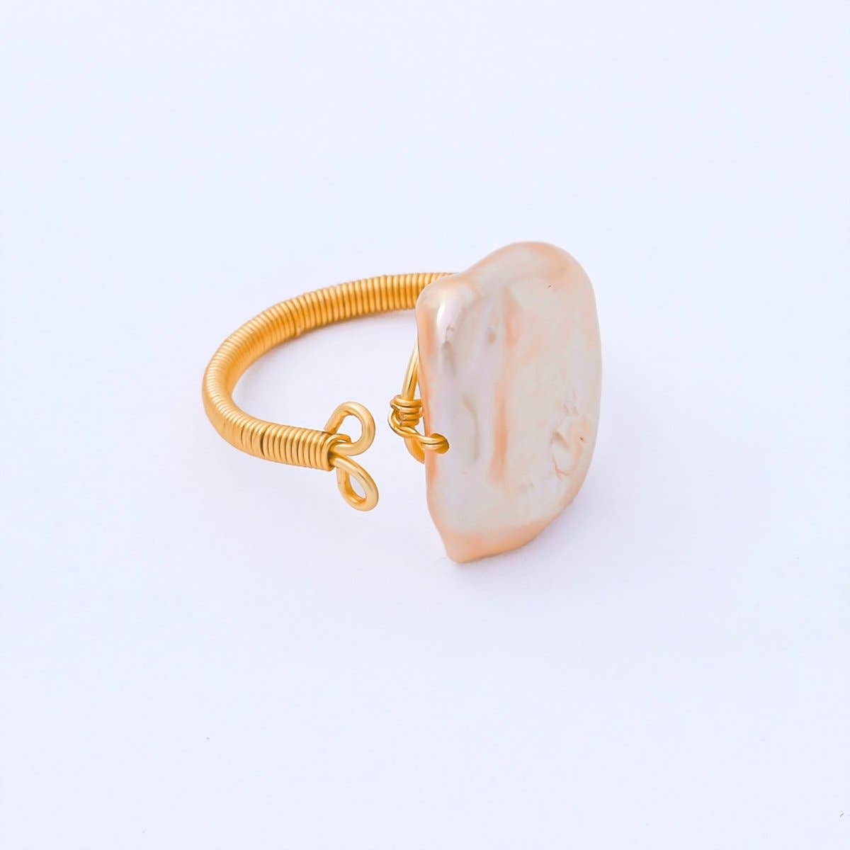 24K Gold Filled Baroque Freshwater Pearl Twisted Solitaire Ring