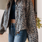 LDC Leopard Print Corduroy Irregular Hem Buttoned Jacket