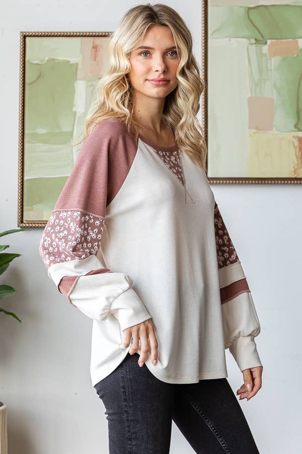 Wildflower Patchwork Waffle Knit Top