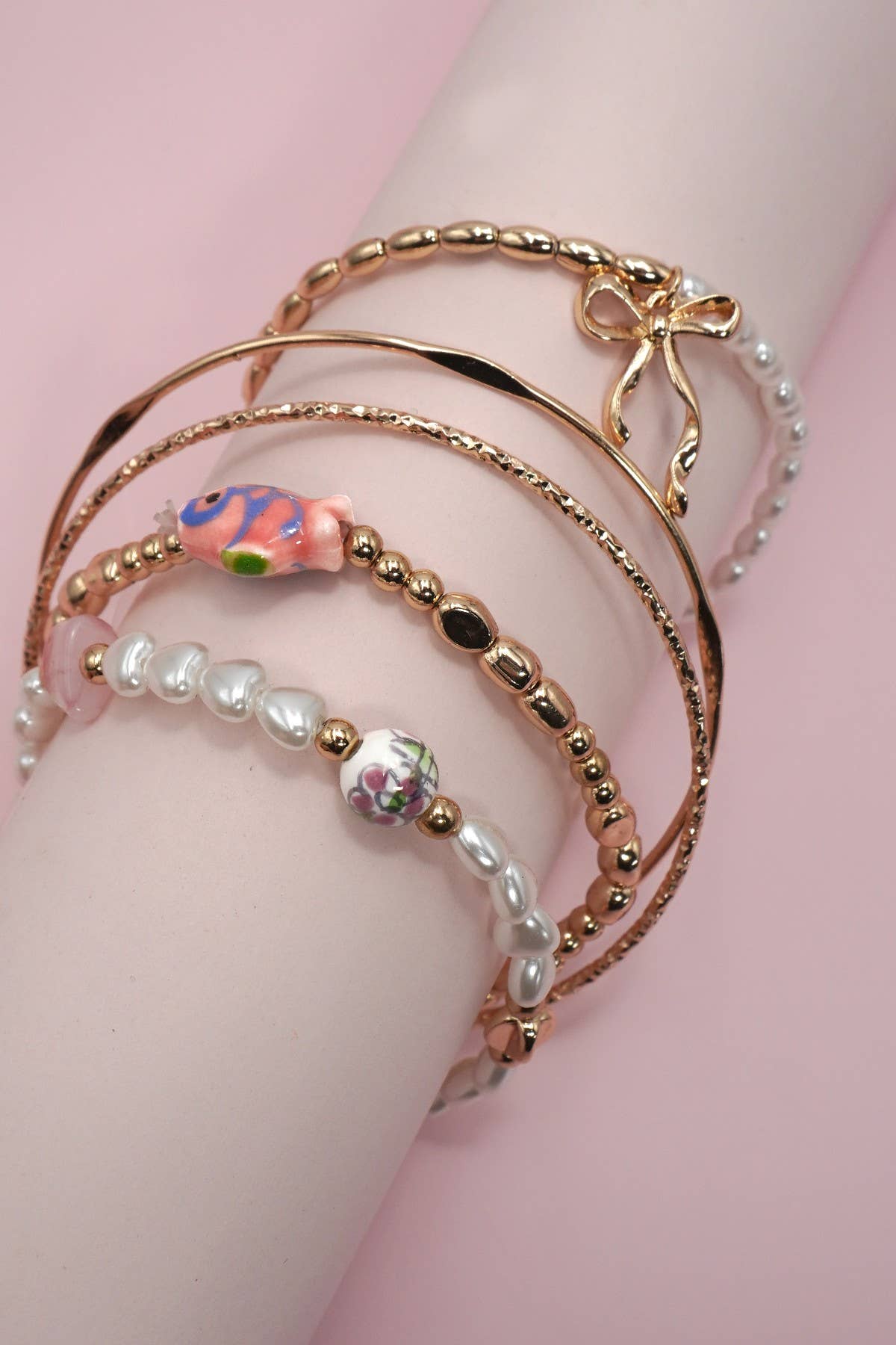 PORCELAIN TOILE PATTERN MULTI LAYER BRACELET