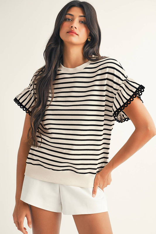 Striped Flutter Delight Top