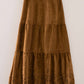 Faux Suede Tiered Midi Skirt
