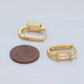 24K Gold Filled 18mm Baguette CZ Dotted Huggie Earrings