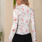 LDC Boho Floral Long Sleeve High Neck Sheath Mesh Blouse