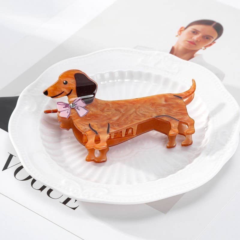 Wiener Dog Hair Claw Clips