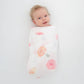 Watercolor Roses Muslin Swaddle Blanket, Premium Cotton