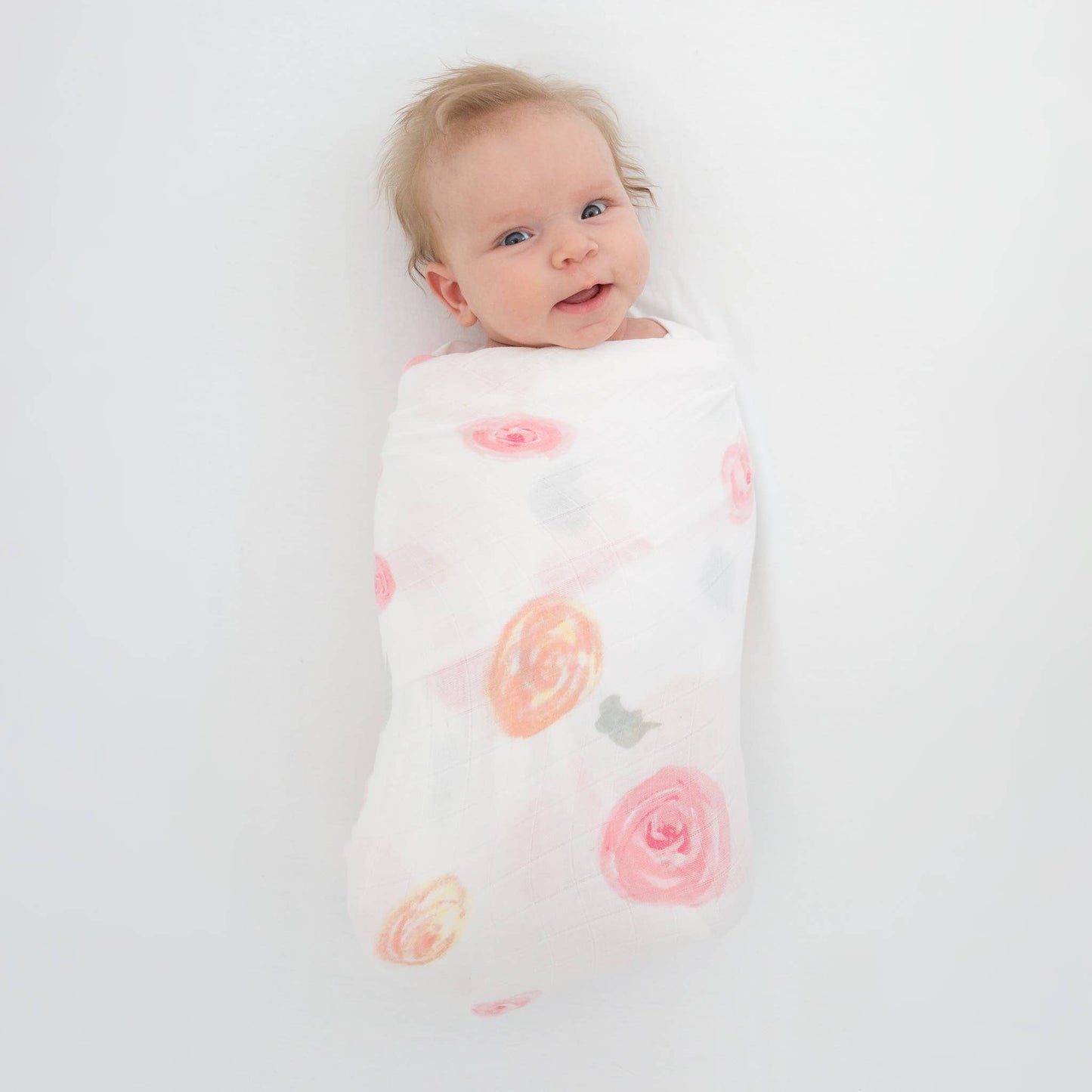 Watercolor Roses Muslin Swaddle Blanket, Premium Cotton