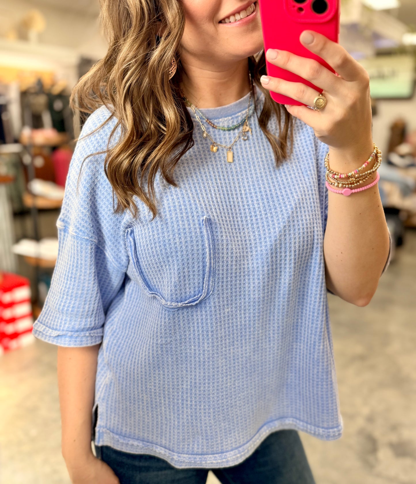 Bluebell Breeze Waffle Top