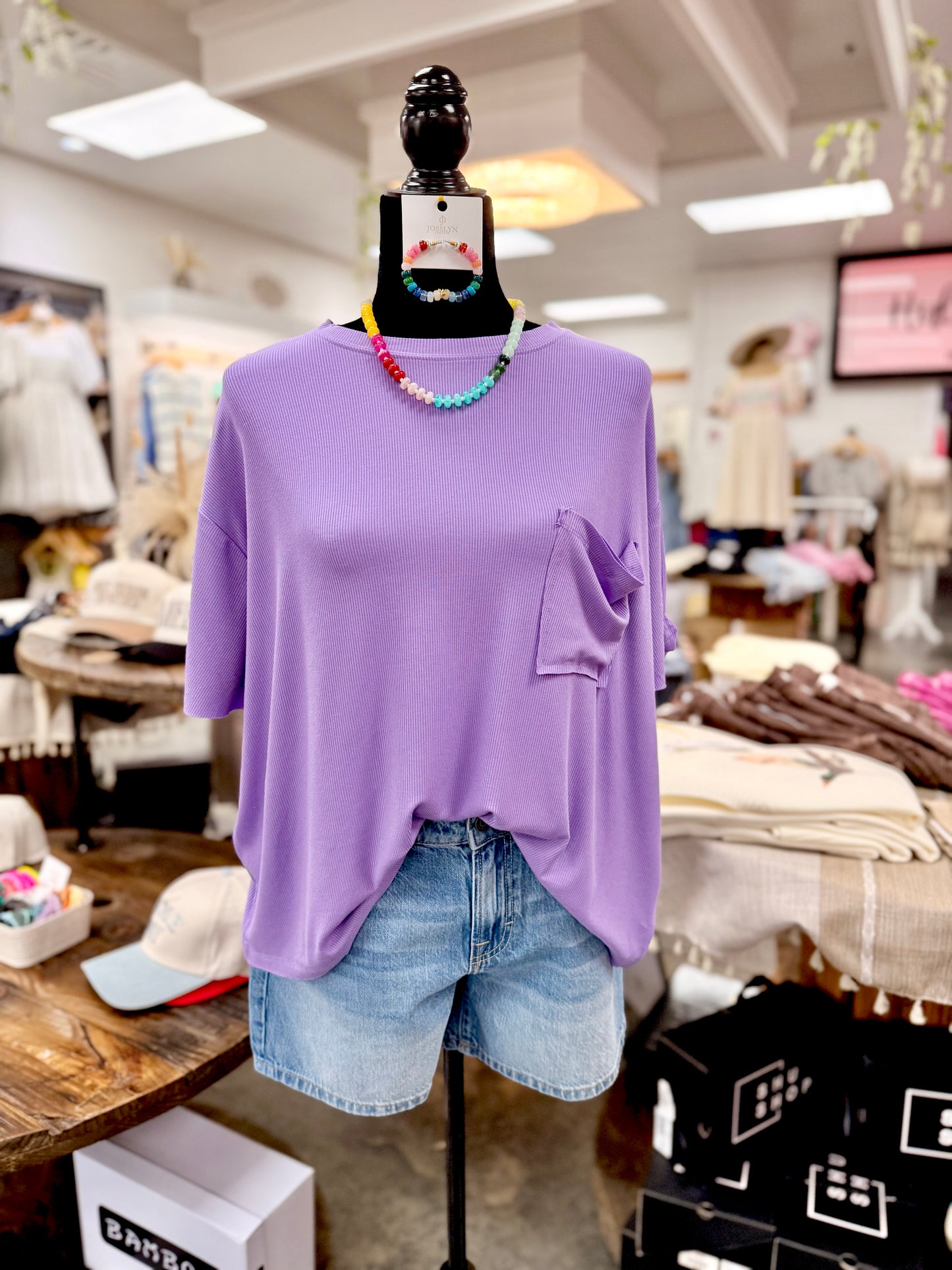 Oversized Ribbed Pocket Tee