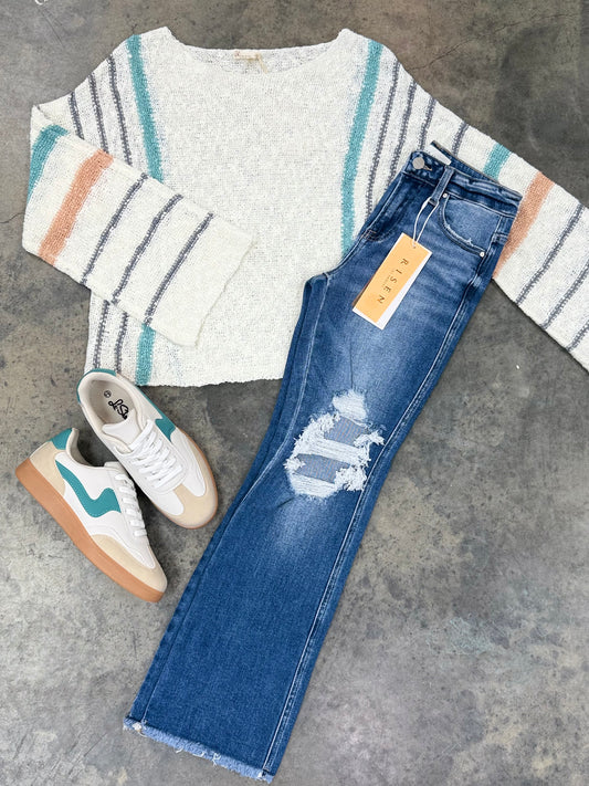 Allie Mid Rise Distressed Crop Jean