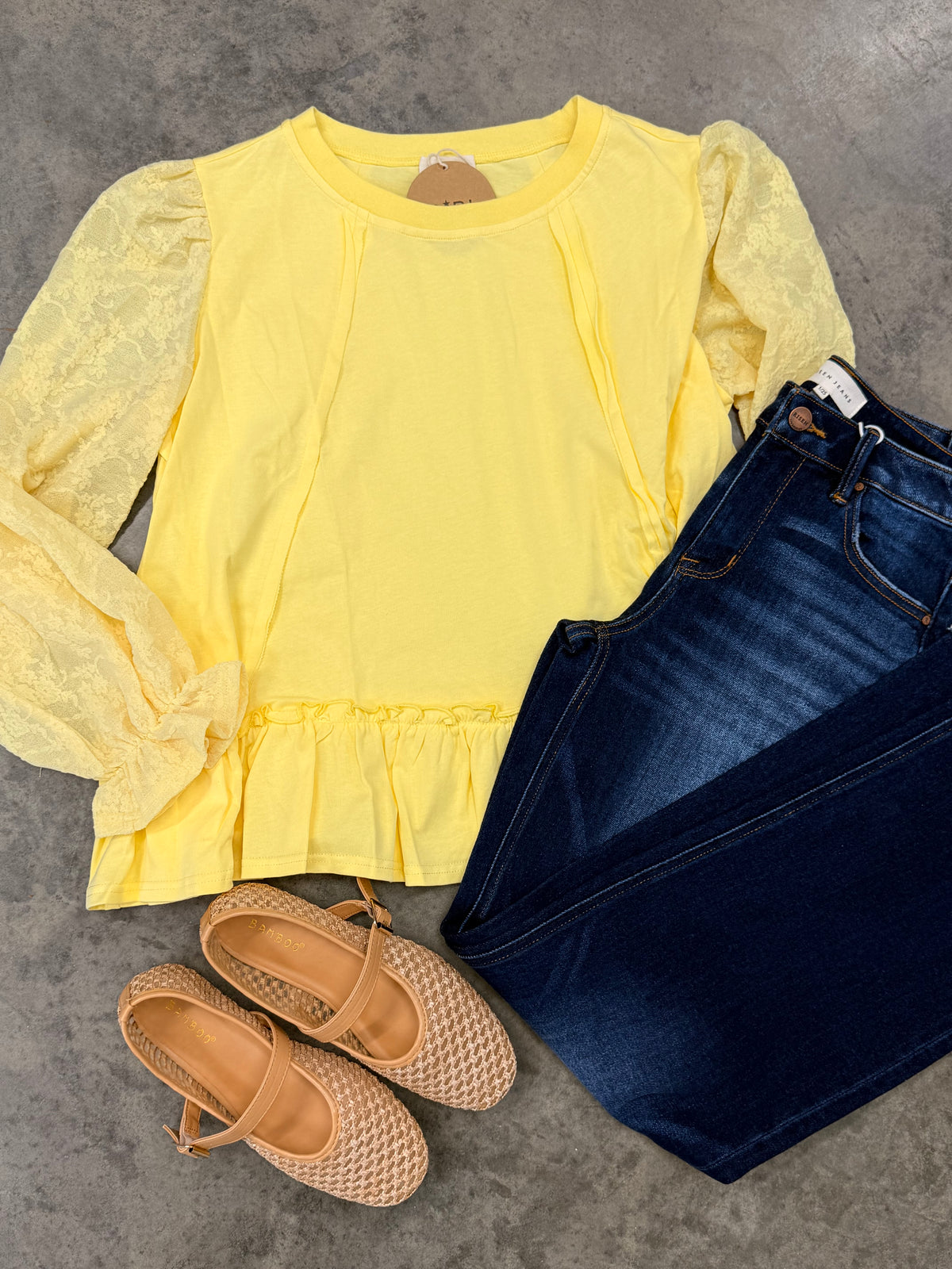 Ruffle Hem Top - Yellow