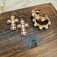 Gold & Pearl Cross Earrings