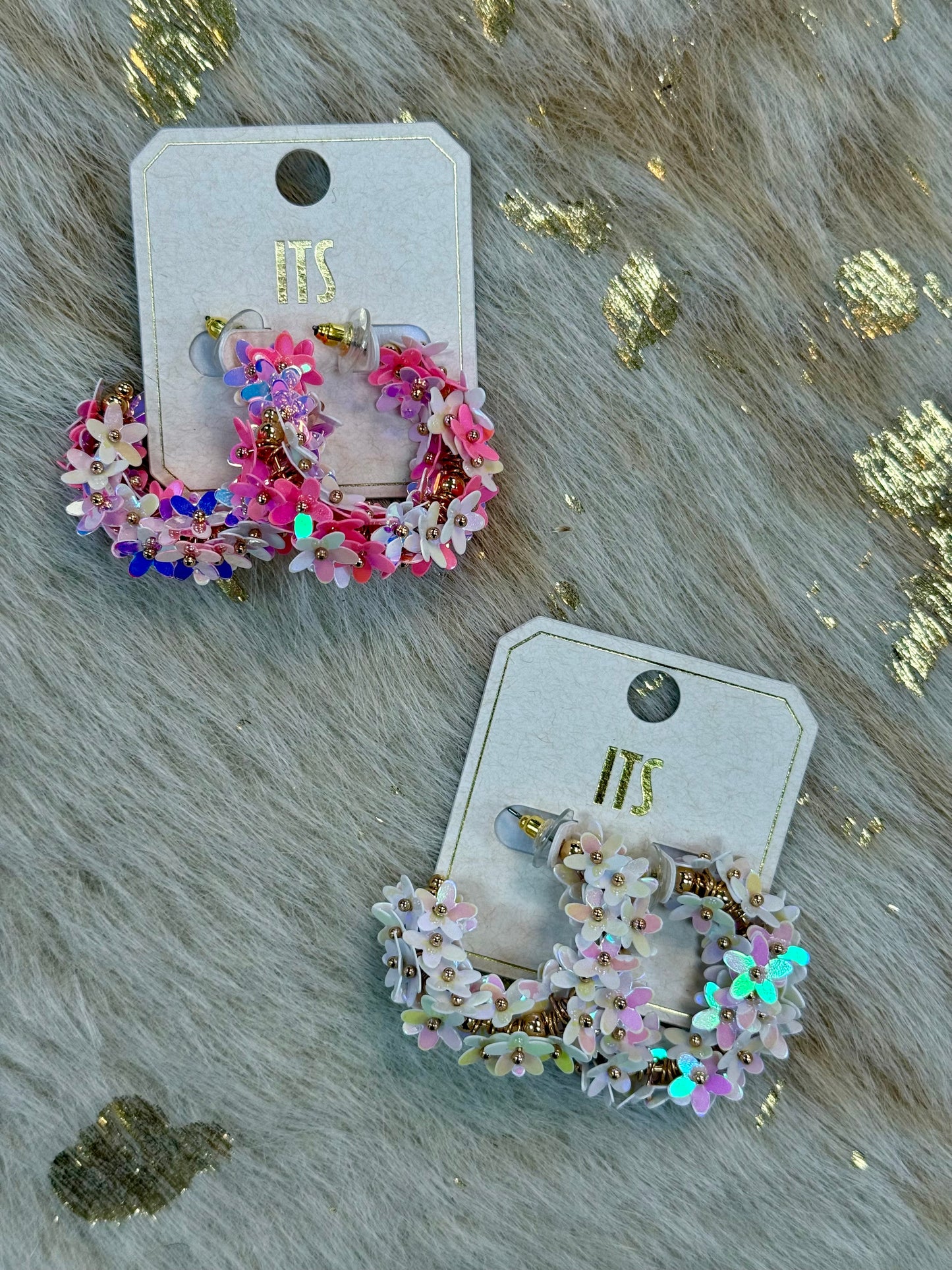 Flower Sequin Hoops