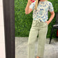 FLORAL PRINT SHORT SLEEVES SWEATER KNIT TOP