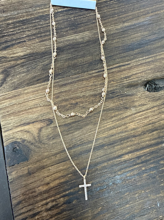 Cross Double Layer Necklace