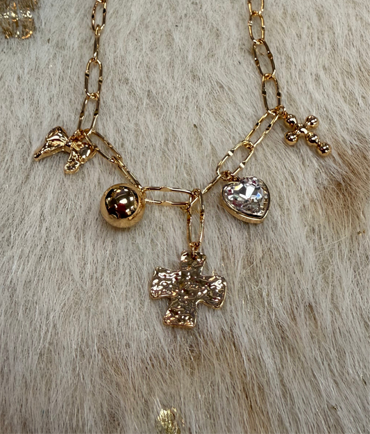 Multi-Charm Necklace & Earrings