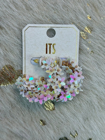 Flower Sequin Hoops