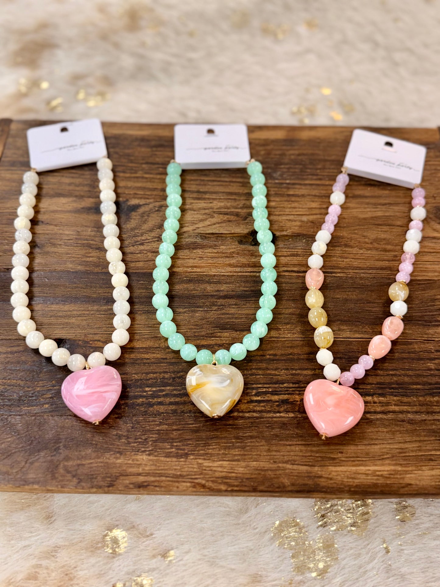 Beaded Stone with Heart