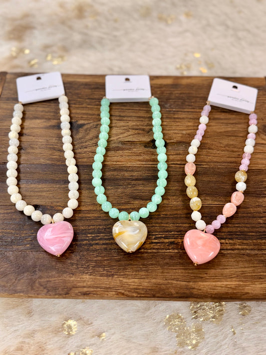 Beaded Stone with Heart