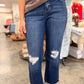 Downtown Distressed Cuffed Boyfriend Denim