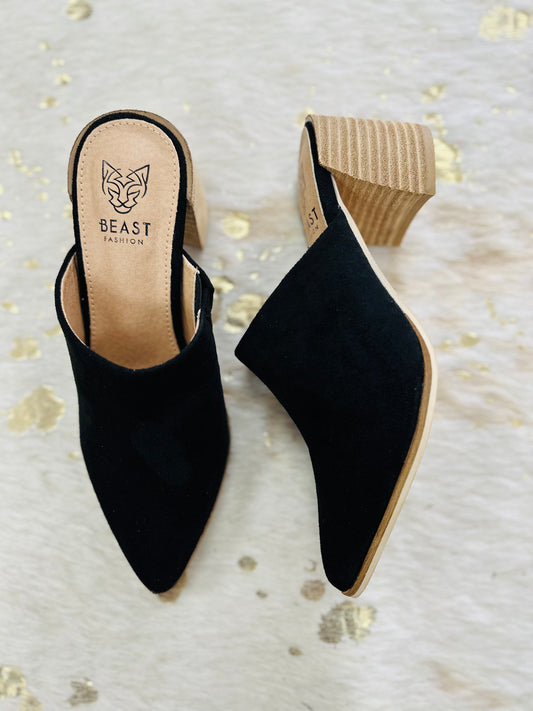 Black Suede Mules