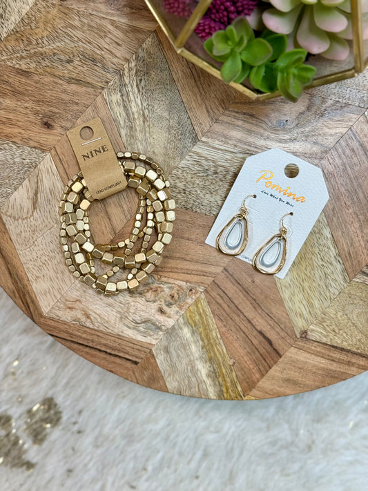 Gold Hammered and Sliver Tearadrop Earring