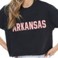 Arkansas ‘PUFF’ Pink Stitch Crop Tee