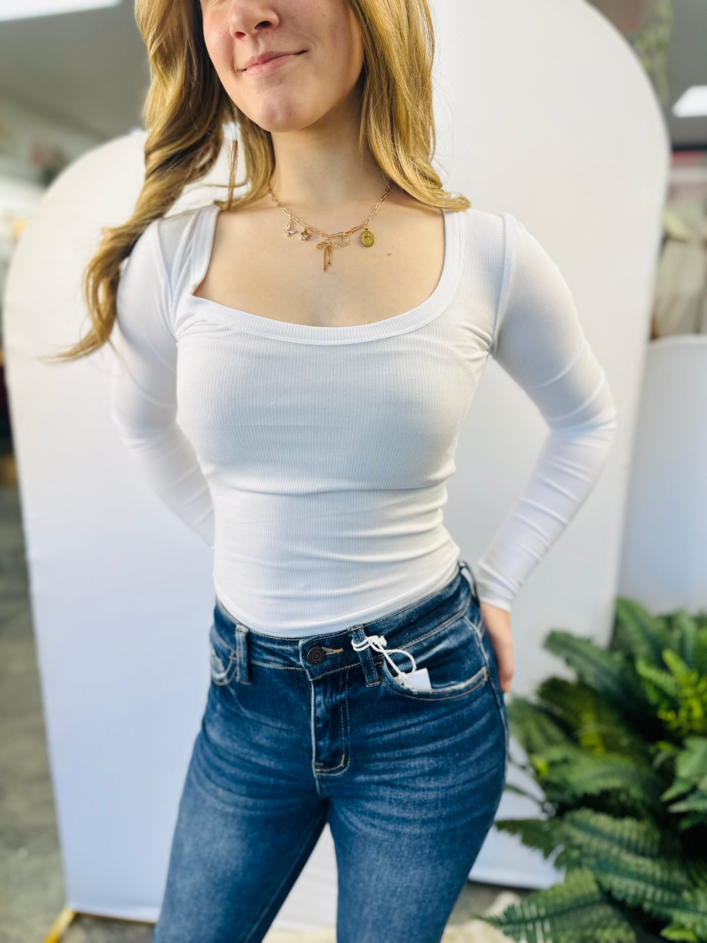 Cropped Ribbed LS