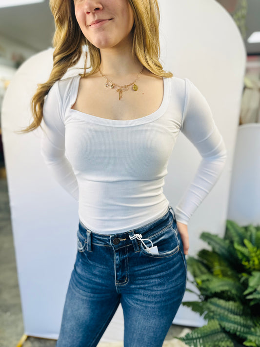 Cropped Ribbed LS