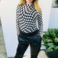 Checkered Mesh Long Sleeve Top