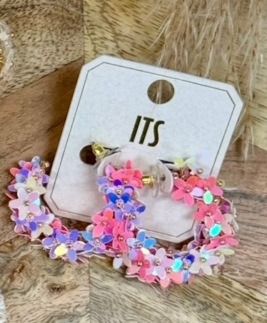 Flower Sequin Hoops