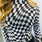 Checkered Mesh Long Sleeve Top