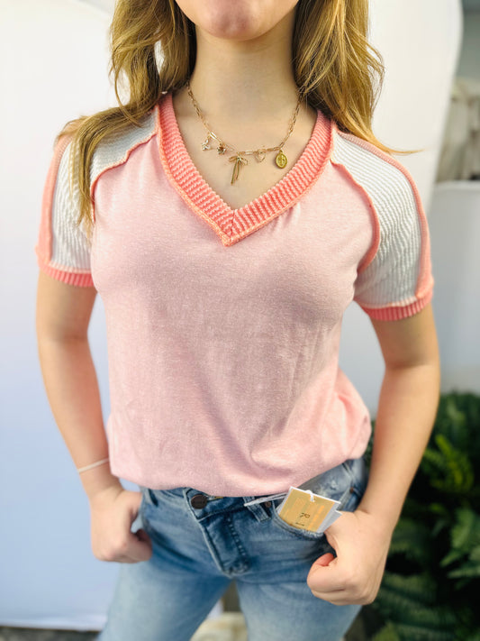 Sunset Sorbet Ribbed Top