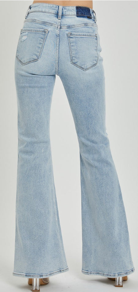 Mid Rise Button Down Flare -Light Risen